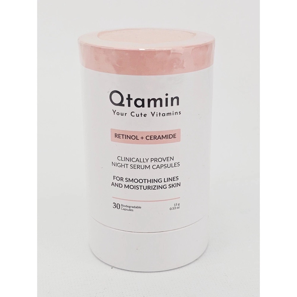 Qtamin Retinol Ceramide Night Serum Capsules Face Neck 30 Count BB6/25